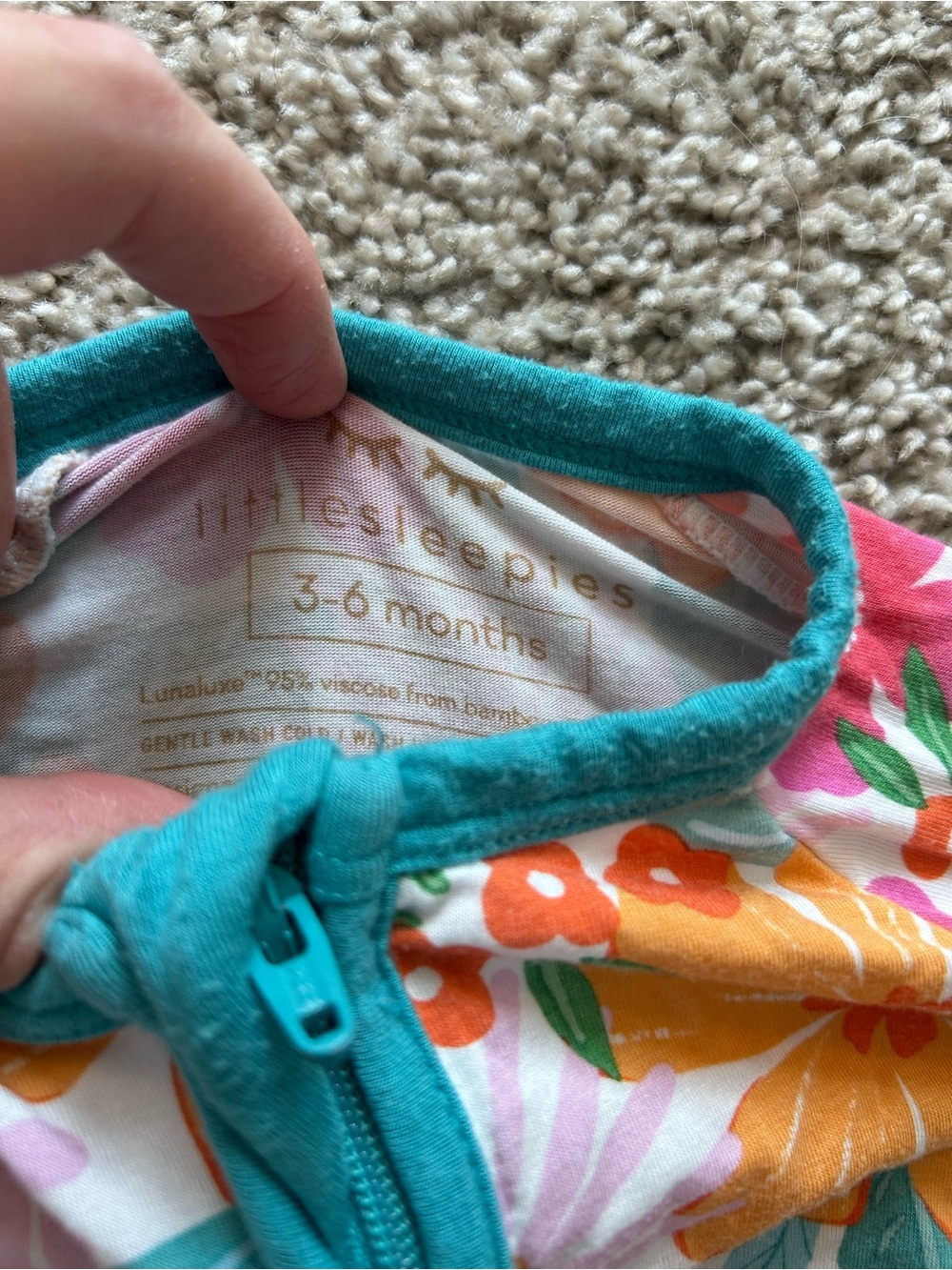 Little Sleepies Beachy Blooms Floral Zippy - Size 3-6 - Picture 2 of 3